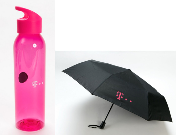 T-Mobile Trinkflasche & Taschenschirm